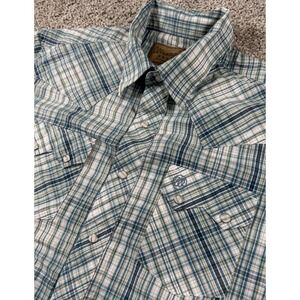 Wrangler Retro Mens Short Sleeve Pearl Snap Western Shirt‎ Plaid Large